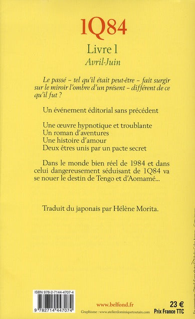 Back cover of 1Q84 Tome 1 : avril-juin