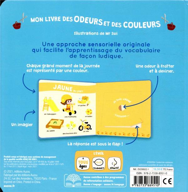 Back cover of Mon livre des odeurs et des couleurs : ma journée