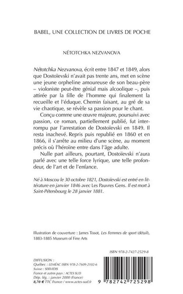Back cover of Nétotchka Nezvanova