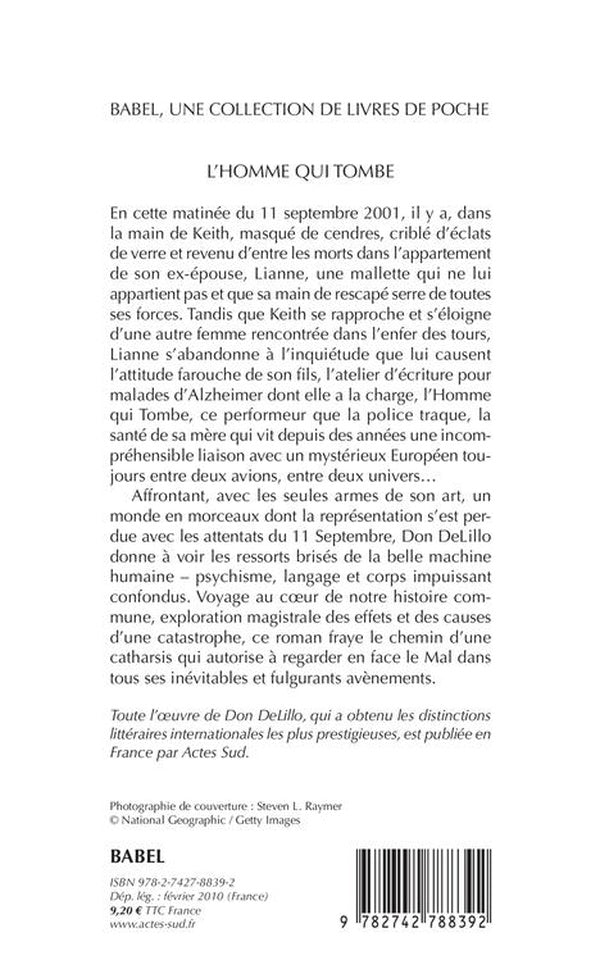 Back cover of L'homme qui tombe