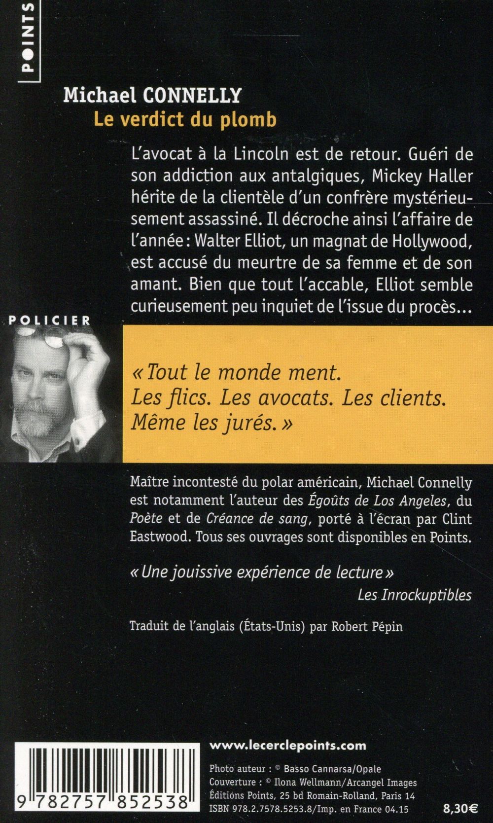 Back cover of Le verdict du plomb