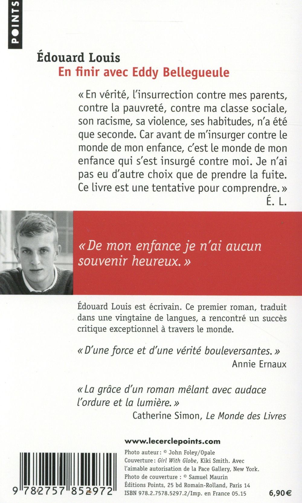 Back cover of En finir avec Eddy Bellegueule