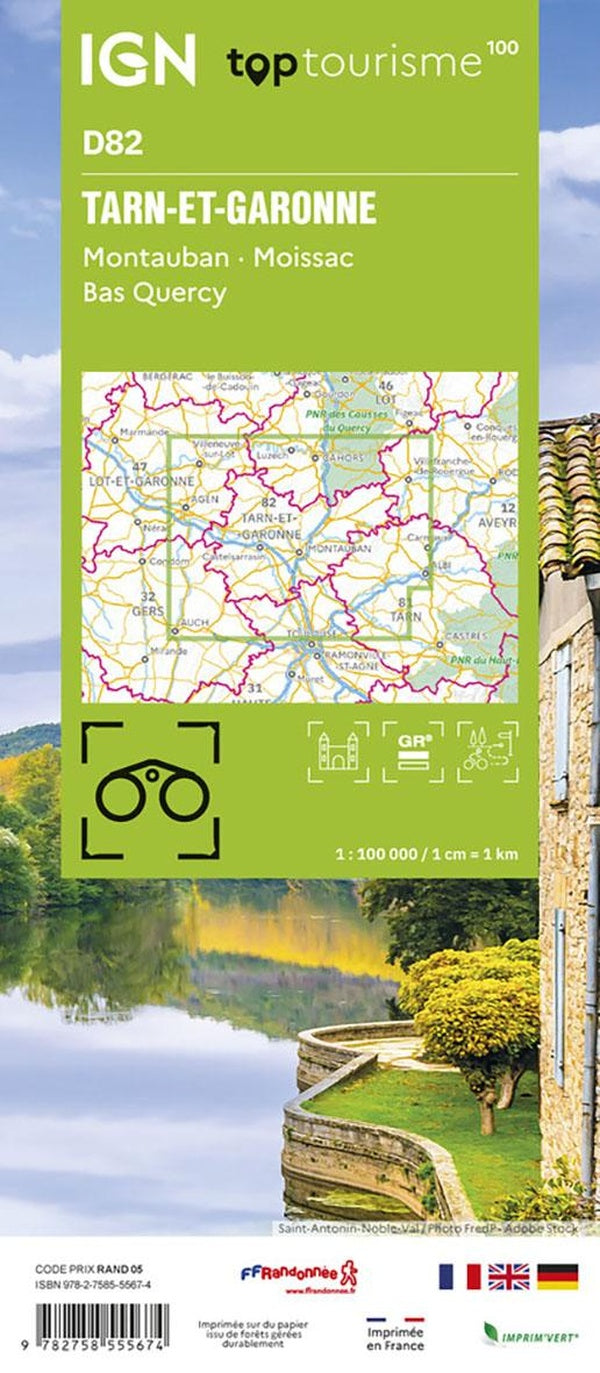 Back cover of TOP100D82 : Tarn-et-Garonne ; Montauban, Moissac, Bas Quercy (Échelle 1/100 000)
