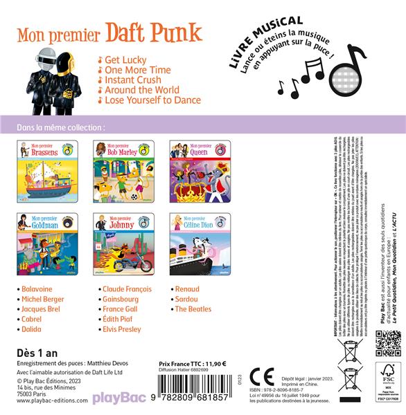 Back cover of Livre musical : mon premier Daft Punk