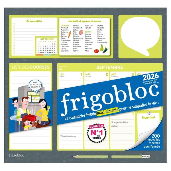 Front cover of Frigobloc Hebdomadaire : Calendrier d'organisation familiale / semaine (édition 2026) (De septembre 2025 à décembre 2026)