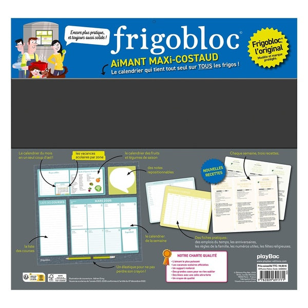 Back cover of Frigobloc Hebdomadaire : Calendrier d'organisation familiale / semaine (édition 2026) (De septembre 2025 à décembre 2026)