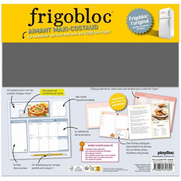 Back cover of Frigobloc Hebdomadaire Air Fryer (édition 2026) (De septembre 2025 à décembre 2026)