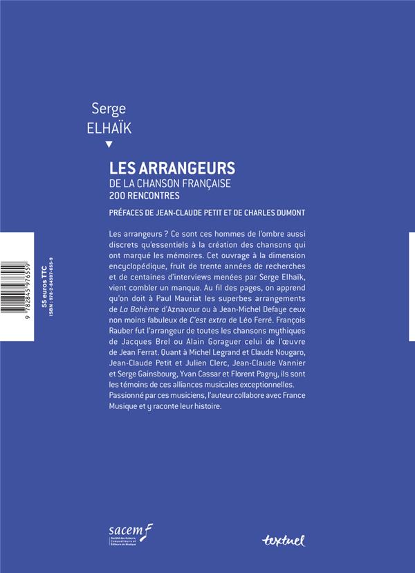 Back cover of Les arrangeurs de la chanson française ; 200 rencontres