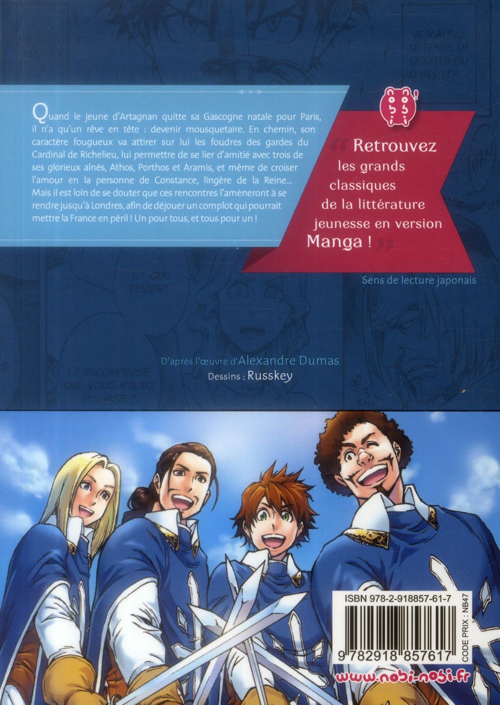 Back cover of Les trois Mousquetaires