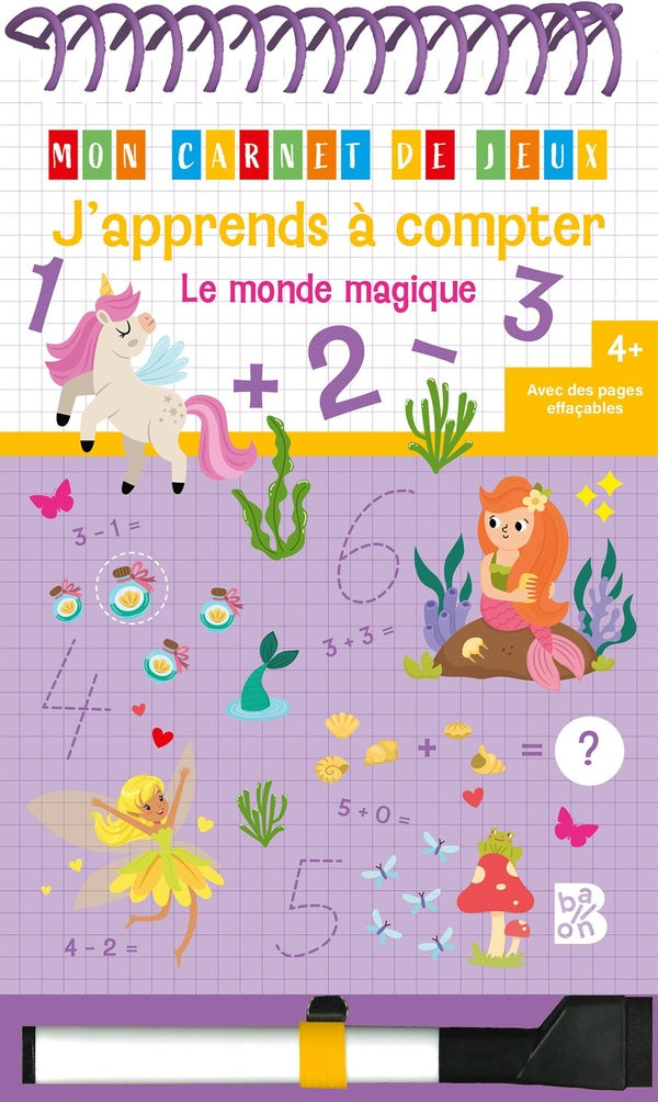 Front cover of Mon carnet de jeux : J'apprends à compter : Le monde magique