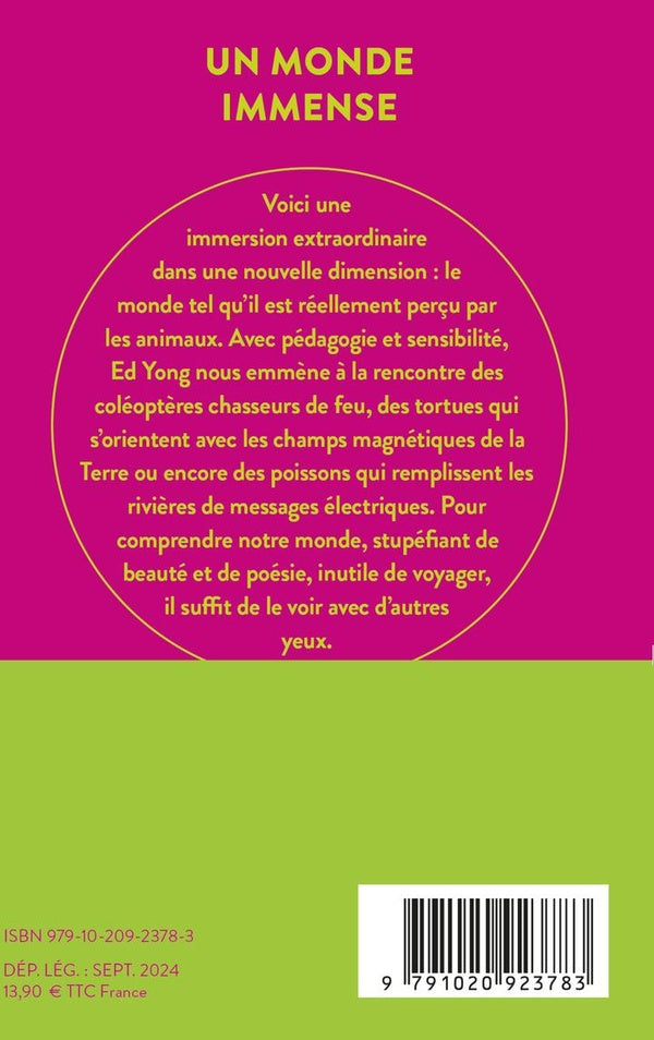 Back cover of Un monde immense : Comment les animaux perçoivent le monde