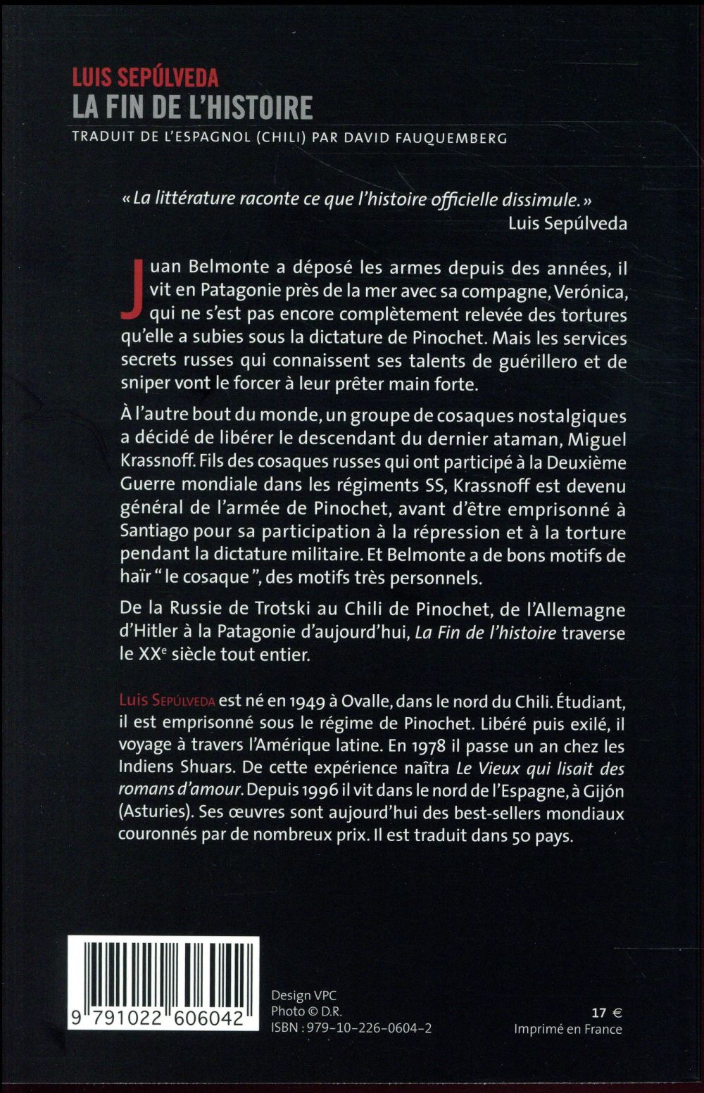 Back cover of La fin de l'histoire