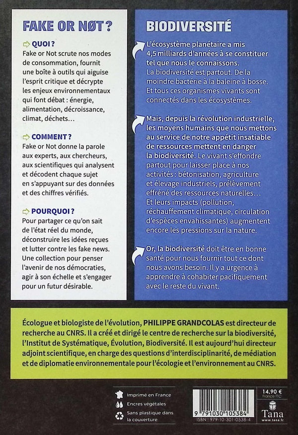 Back cover of Fake or not ? : Biodiversité