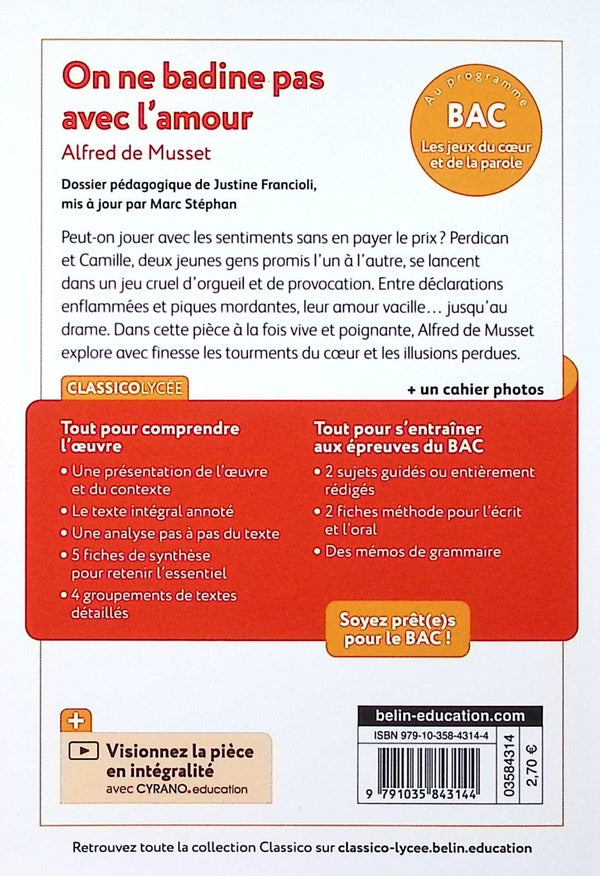 Back cover of On ne badine pas avec l'amour