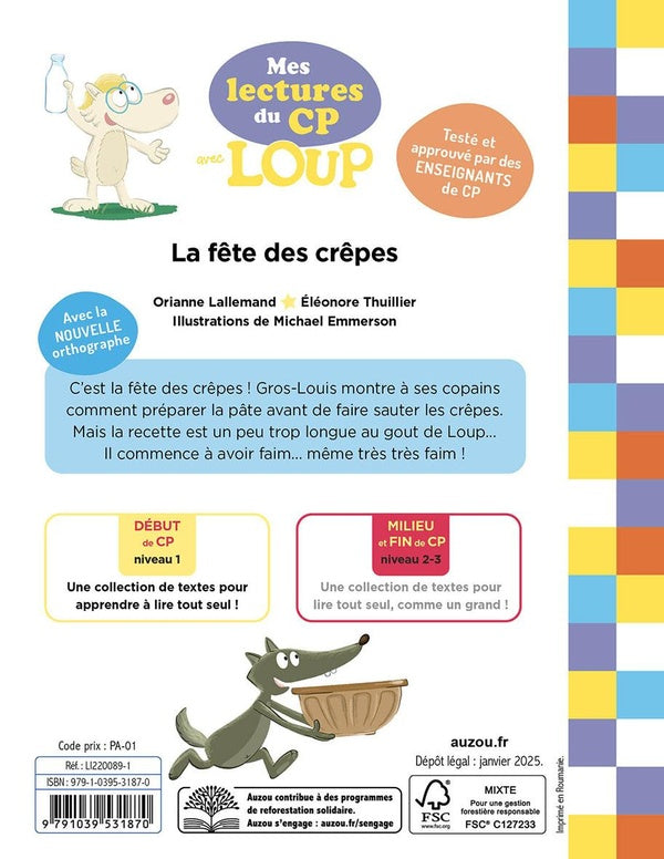 Back cover of Mes lectures du CP avec Loup : La fête des crêpes