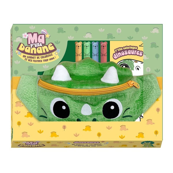 Front cover of Ma P'tite banane Dino avec carnet de coloriages et jolis feutres