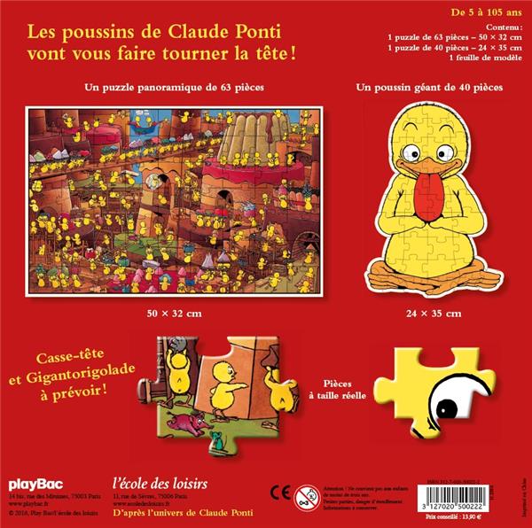 Back cover of Les poussins de Claude Ponti ; 2 puzzles