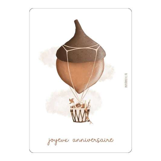 Carte anniversaire "Montgolfière" automne