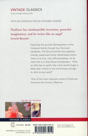 Back cover of The sound and the fury                     (édition en anglais)