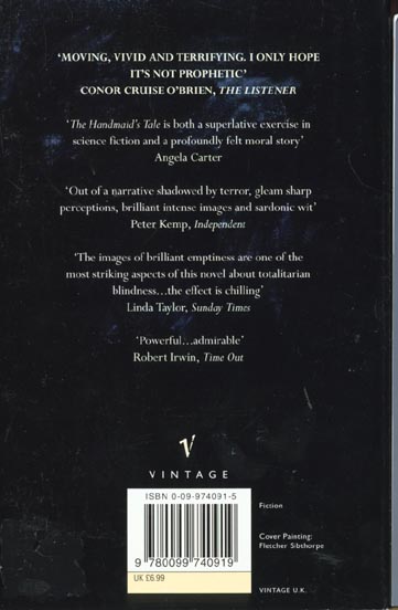 Back cover of The handmaid's tale                     (édition en anglais)