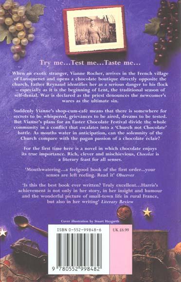 Back cover of Chocolat                     (édition en anglais)