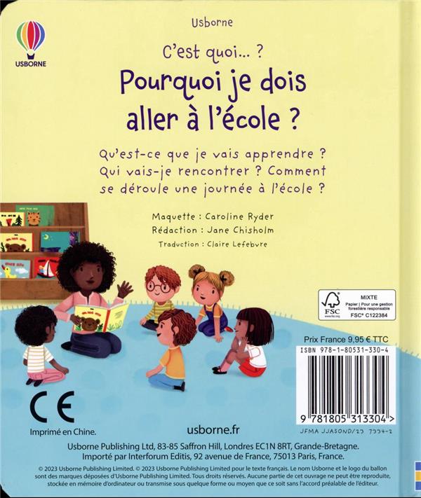 Back cover of C'est quoi... : pourquoi je dois aller à l'école ?