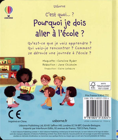Back cover of C'est quoi... : pourquoi je dois aller à l'école ?