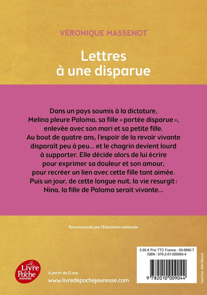 Back cover of Lettres à une disparue