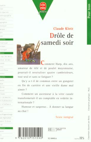 Back cover of Drole de samedi soir                     (JUNIOR ; NOUVELLE PRESENTATION)