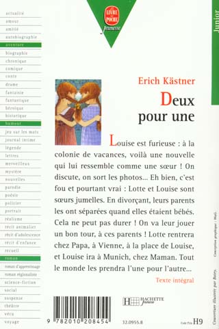 Back cover of Deux pour une                     (JUNIOR ; NOUVELLE PRESENTATION)