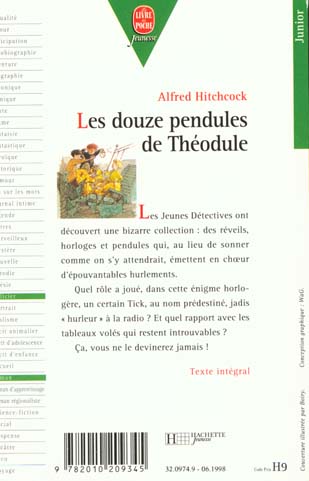 Back cover of Les douze pendules de theodule                     (JUNIOR ; NOUVELLE PRESENTATION)
