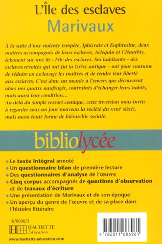 Back cover of L'île des esclaves