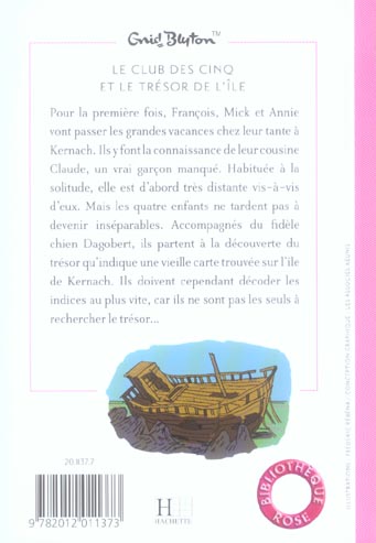 Back cover of Le Club des Cinq Tome 1 : le Club des Cinq et le trésor de l'île