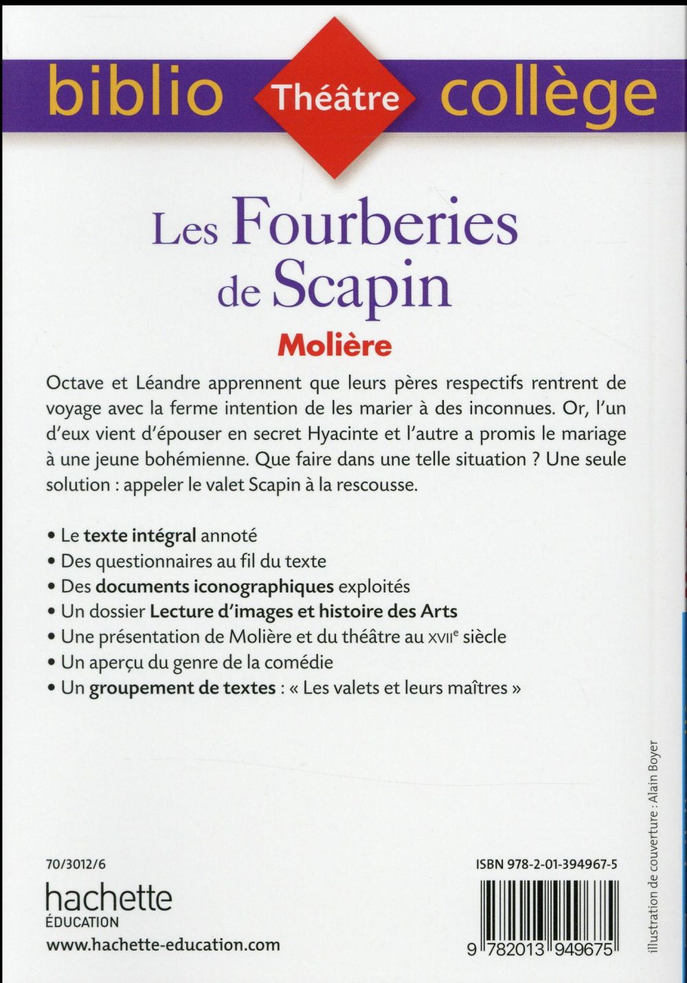 Back cover of Les fourberies de Scapin, de Molière