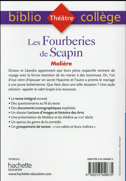 Back cover of Les fourberies de Scapin, de Molière