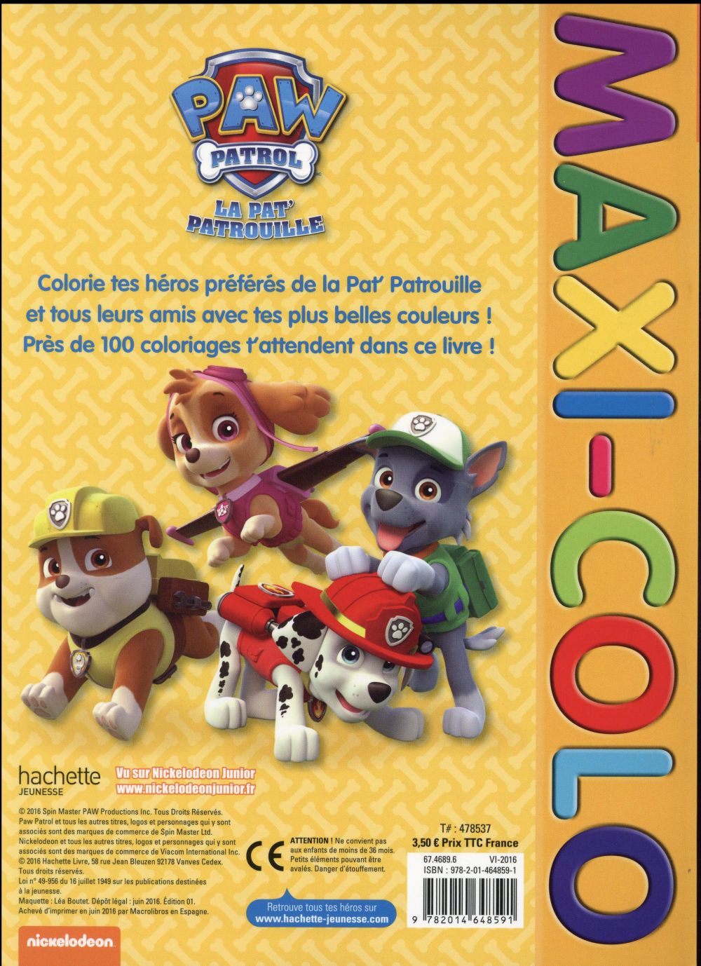Back cover of Maxi-colo : la Pat'Patrouille