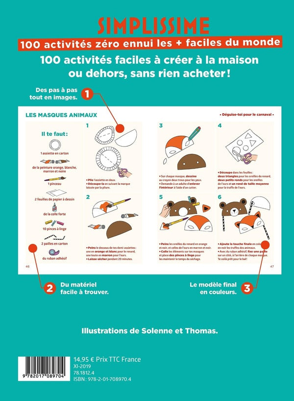 Back cover of Simplissime : 100 activités zéro ennui les + faciles du monde