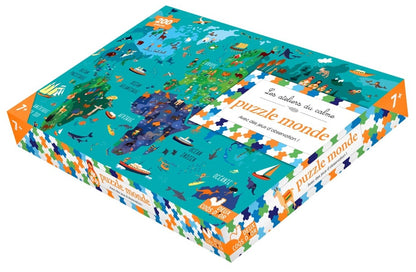 Front cover of Les ateliers du calme : puzzle monde ; avec des jeux d'observation !
