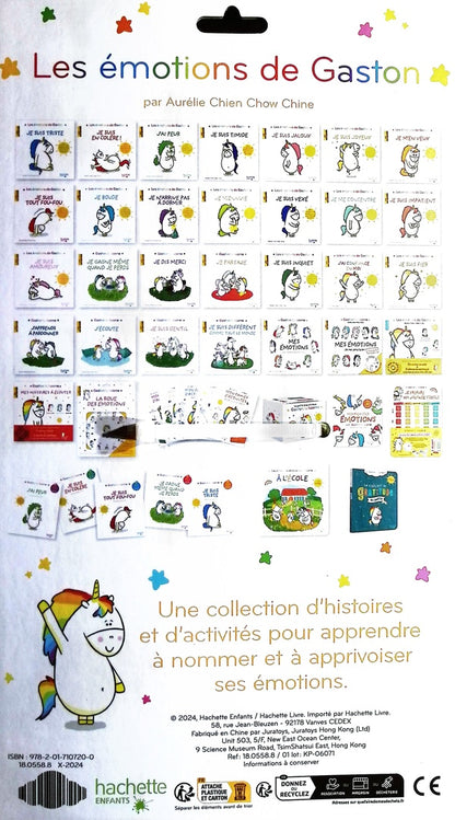 Back cover of Gaston la licorne : les émotions de Gaston : La peluche Gaston la licorne
