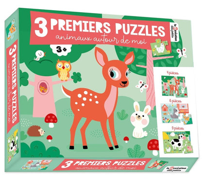 Front cover of 3 premiers puzzles : animaux autour de moi