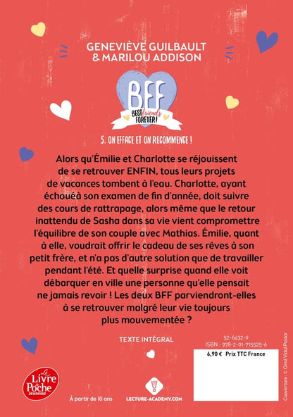 Back cover of BFF : best friends forever ! Tome 5 : on efface et on recommence