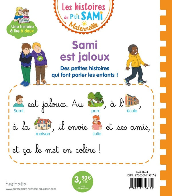 Back cover of Les histoires de P'tit Sami maternelle : Sami est jaloux