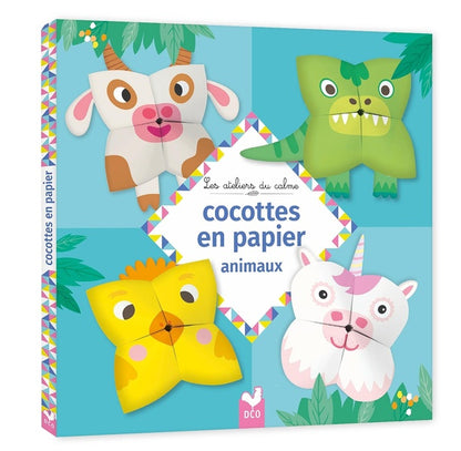 Front cover of Les ateliers du calme : Cocottes en papier : Animaux