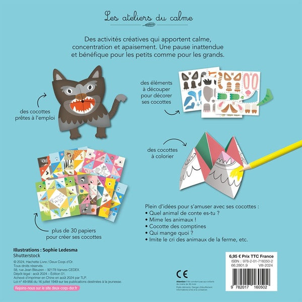Back cover of Les ateliers du calme : Cocottes en papier : Animaux
