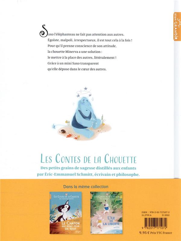 Back cover of Les contes de la chouette : l'éléphant qui ne respectait rien