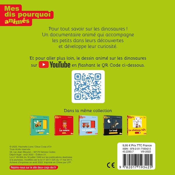 Back cover of Mes dis pourquoi animés : les dinosaures