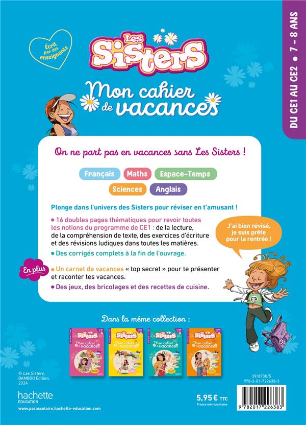 Back cover of Les Sisters ; Mon cahier de vacances ; Du CE1 au CE2