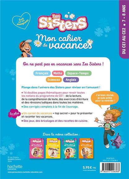 Back cover of Les Sisters ; Mon cahier de vacances ; Du CE1 au CE2