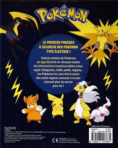 Back cover of Pokémon : Pokedex à colorier : Type Électrik ; De Kanto à Paldea