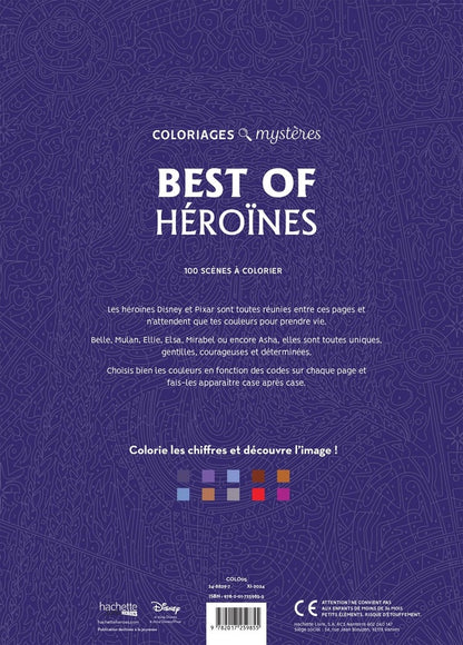 Back cover of Art-thérapie ; Coloriages mystères : Disney : Best of Héroïnes